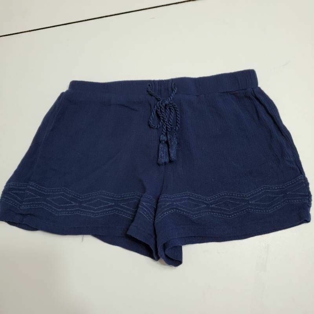 Copper Key Girls Shorts Blue Drawstring Waist Tassel Embroidered S